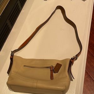 Coach Tan and Brown Medium Sized Bag